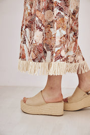 VESTIDO LARGO DE TIRANTES ESTAMPADO FLECOS - TURQUESA