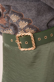 CINTURÓN HEBILLA TRENZADA - VERDE