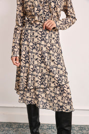FALDA ASIMÉTRICA ESTAMPADA - NEGRO