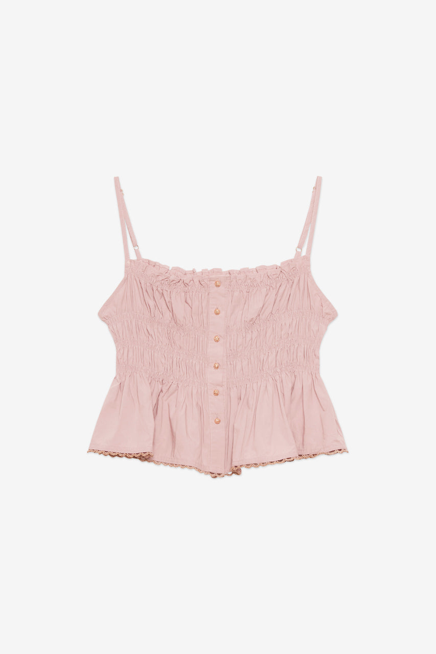 GATHERED STRAPPY CROP TOP - PURPLE