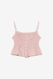 GATHERED STRAPPY CROP TOP - PURPLE