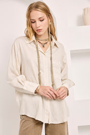 GUILLOTINE BLOUSE WITH GUIPURE DETAILS - IVORY - ECRU