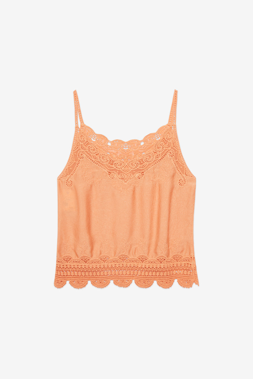 LACE-TRIMMED CAMISOLE - PEACH