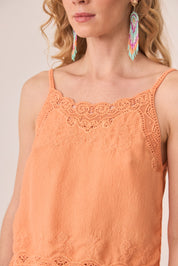 LACE-TRIMMED CAMISOLE - PEACH