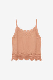 TOP LENCERO CON BLONDA A TONO - BEIGE