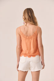 LACE-TRIMMED CAMISOLE - PEACH