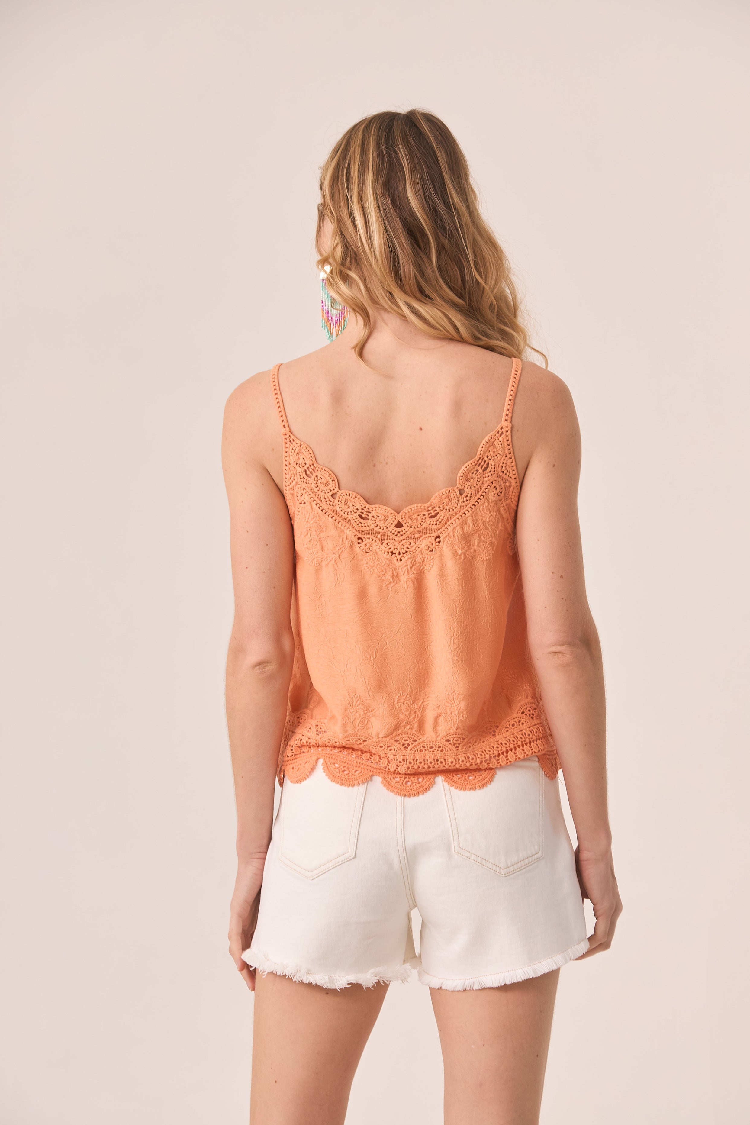 LACE-TRIMMED CAMISOLE - PEACH