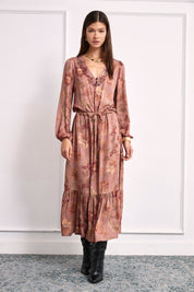 VESTIDO FLORAL BORDADOS - ROSA