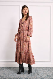 VESTIDO FLORAL BORDADOS - ROSA