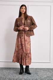 VESTIDO FLORAL BORDADOS - ROSA