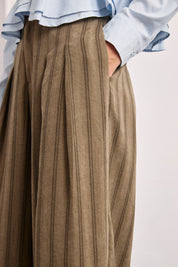 Wide leg striped trousers - KHAKI