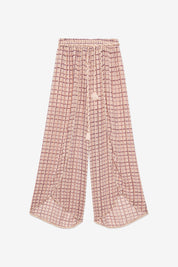 PANTALÓN ESTAMPADO CUADROS FLUIDO - VIOLETA