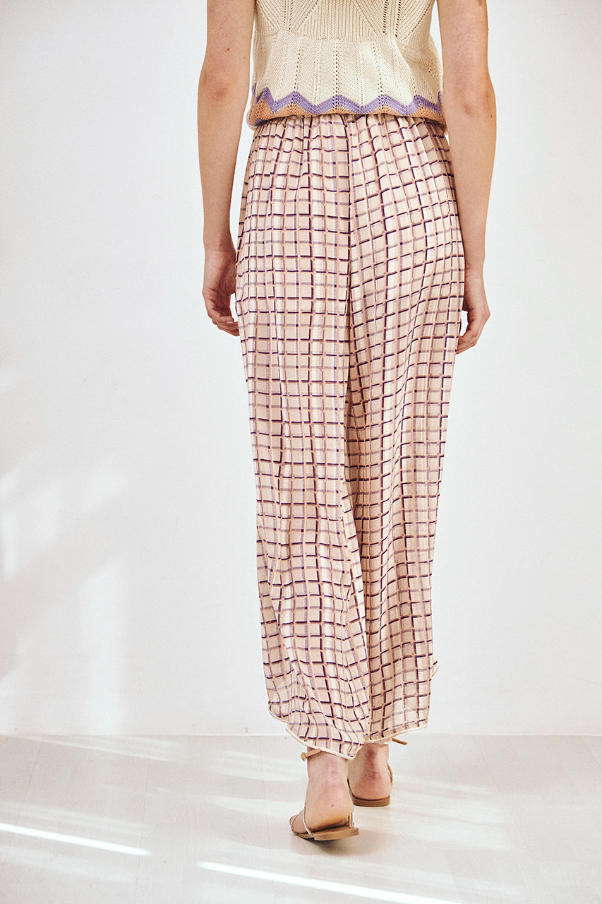 PANTALÓN ESTAMPADO CUADROS FLUIDO - VIOLETA