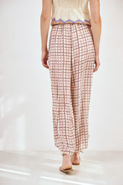 PANTALÓN ESTAMPADO CUADROS FLUIDO - VIOLETA