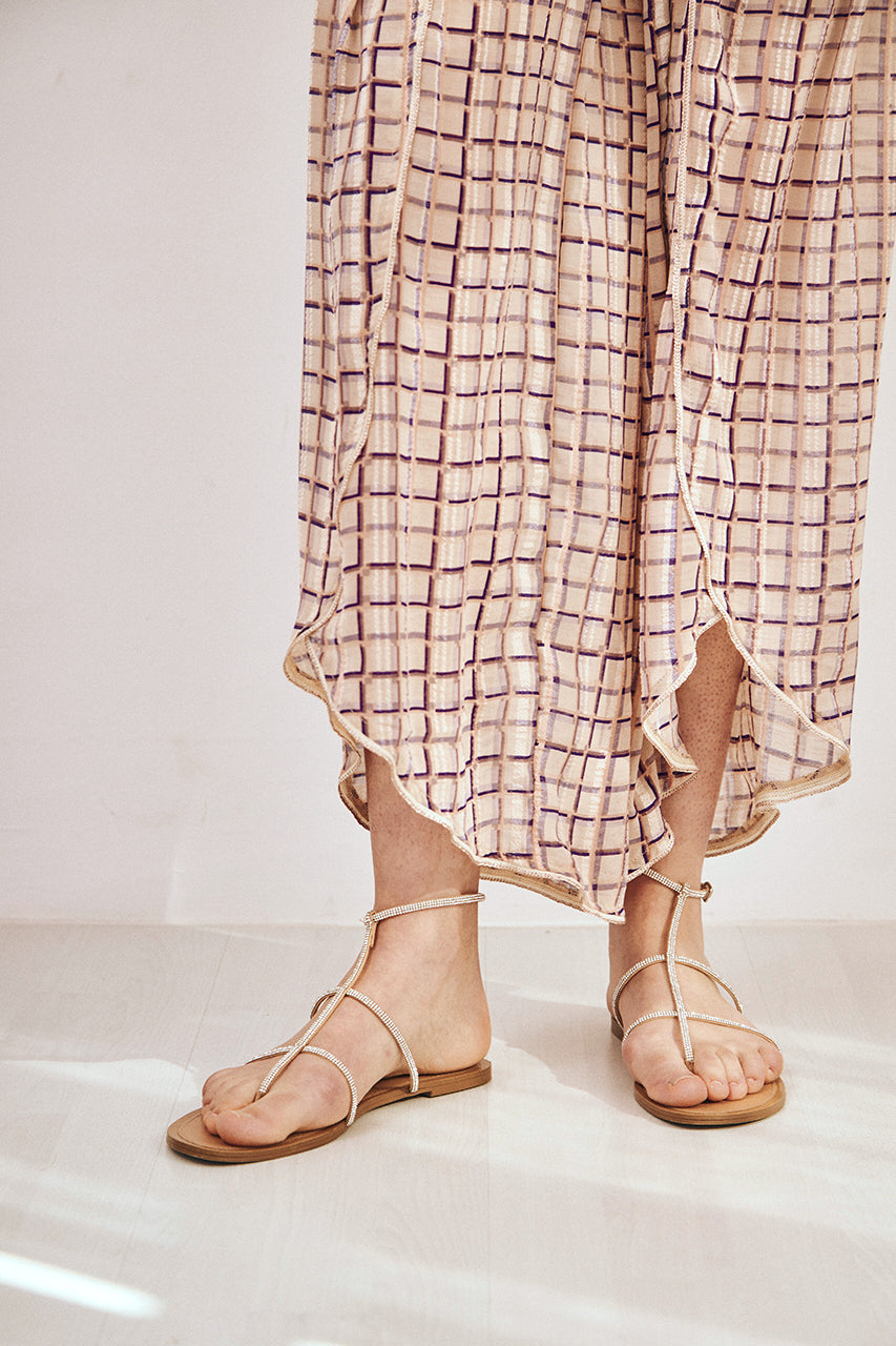 PANTALÓN ESTAMPADO CUADROS FLUIDO - VIOLETA