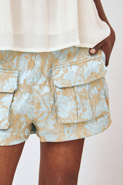 SHORT CARGO BROCADO - TURQUESA