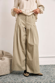 PANTALÓN WIDE LEG PINZAS - CAMEL