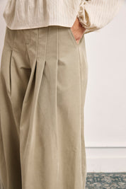 PANTALÓN WIDE LEG PINZAS - CAMEL