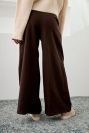 PANTALÓN WIDE LEG PINZAS - CHOCOLATE