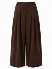 PANTALÓN WIDE LEG PINZAS - CHOCOLATE
