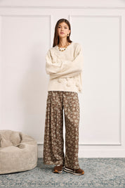 Printed wide leg pants - KHAKI