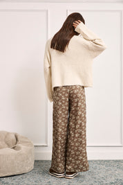 Printed wide leg pants - KHAKI