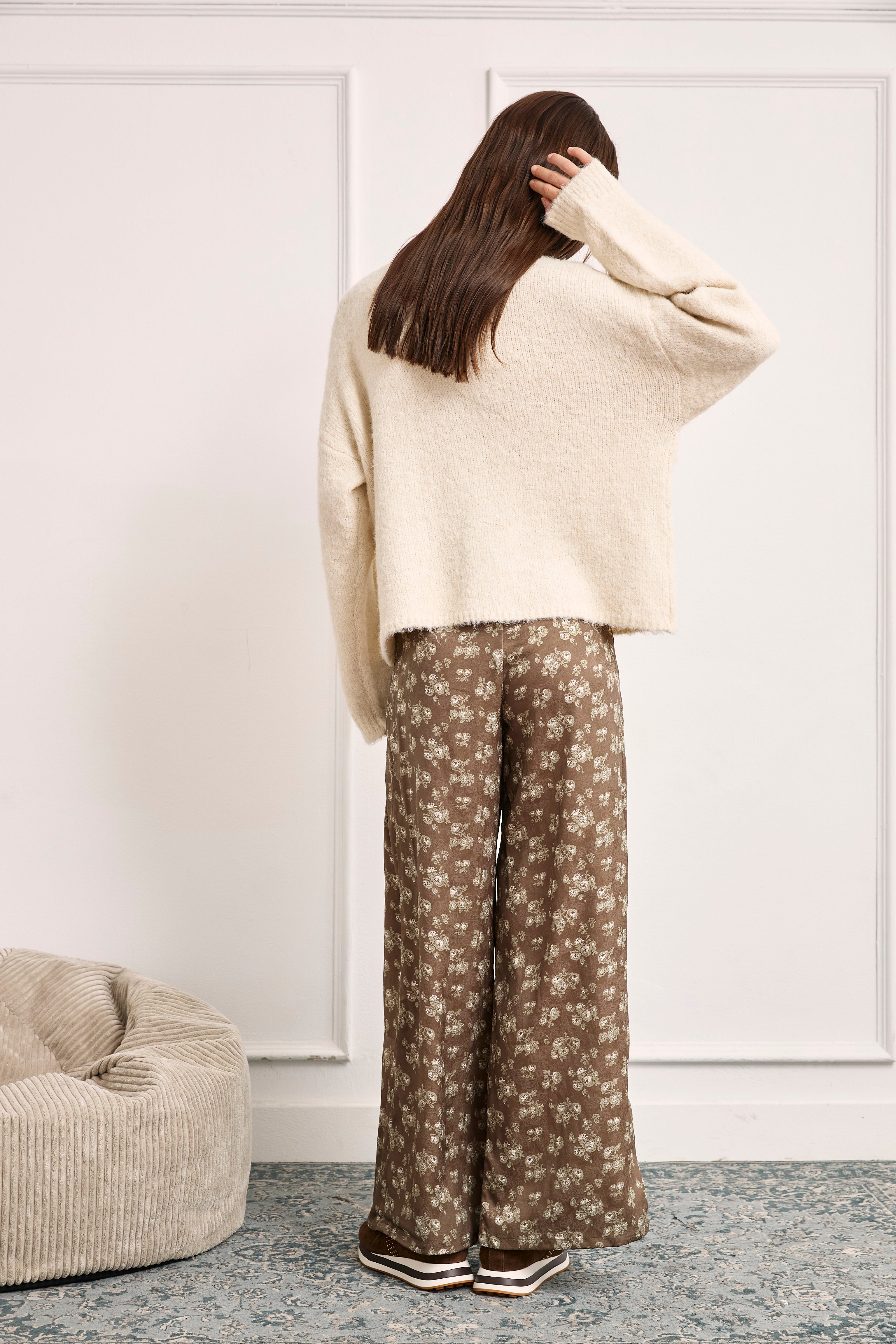 Printed wide leg pants - KHAKI