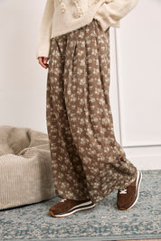 Printed wide leg pants - KHAKI