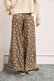 Printed wide leg pants - KHAKI