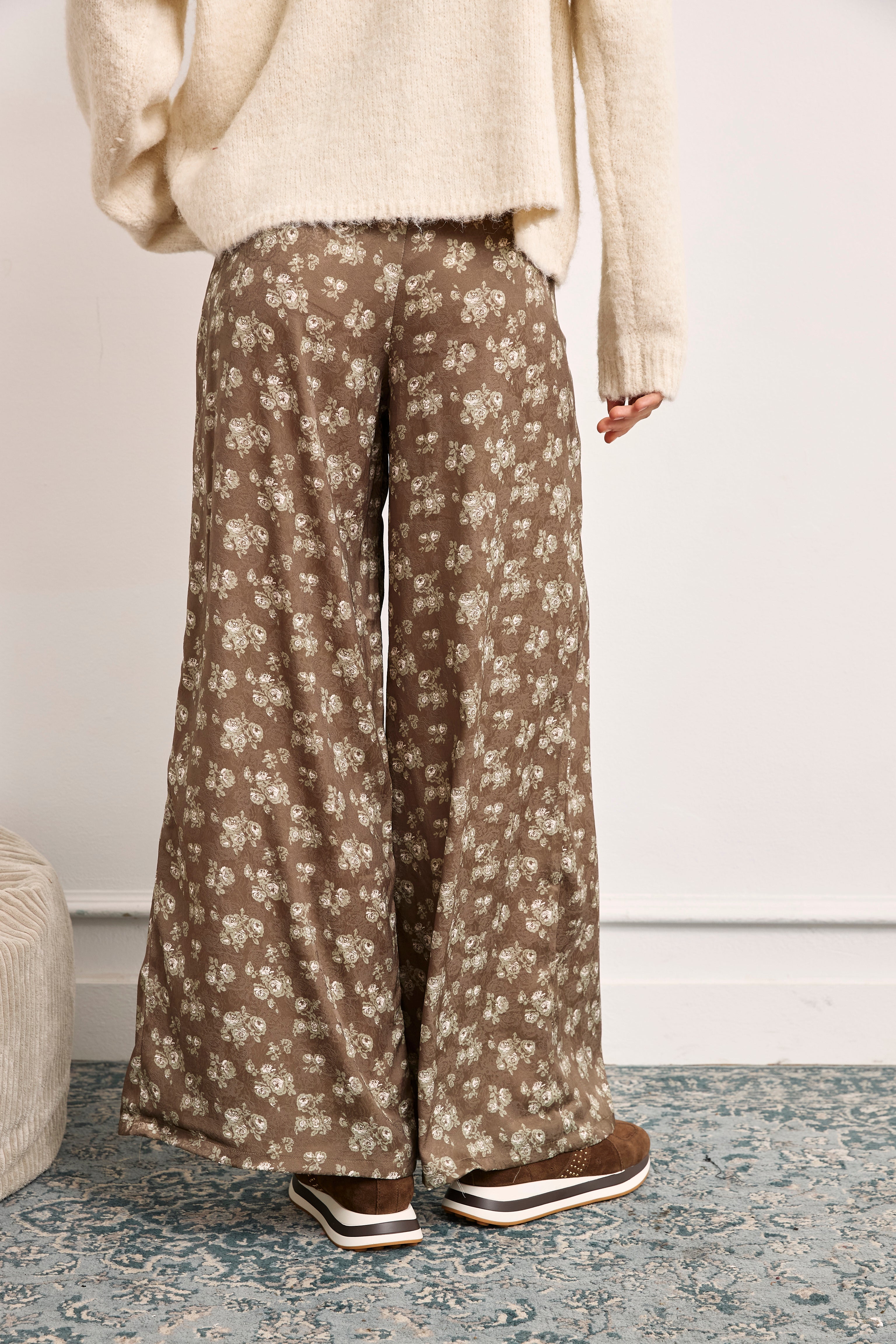 Printed wide leg pants - KHAKI