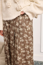 Printed wide leg pants - KHAKI