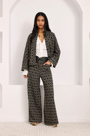 PANTALÓN JACQUARD GEOMÉTRICO - NEGRO