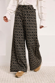 PANTALÓN JACQUARD GEOMÉTRICO - NEGRO