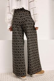 PANTALÓN JACQUARD GEOMÉTRICO - NEGRO