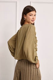 BLUSA VOLANTES CASCADA - CAQUI