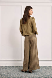 BLUSA VOLANTES CASCADA - CAQUI
