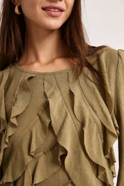 BLUSA VOLANTES CASCADA - CAQUI
