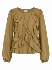 BLUSA VOLANTES CASCADA - CAQUI