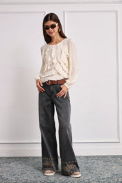 BLUSA VOLANTES CASCADA - IVORY