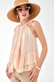 TOP VOLANTES TIRANTES LAZO - ROSA