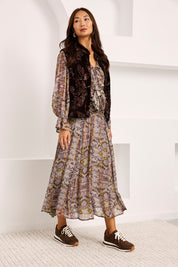 BLUSA VOLANTES ESTAMPADO MULTICOLOR - MAUVE