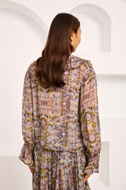 BLUSA VOLANTES ESTAMPADO MULTICOLOR - MAUVE