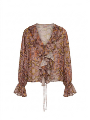 BLUSA VOLANTES ESTAMPADO MULTICOLOR - MAUVE
