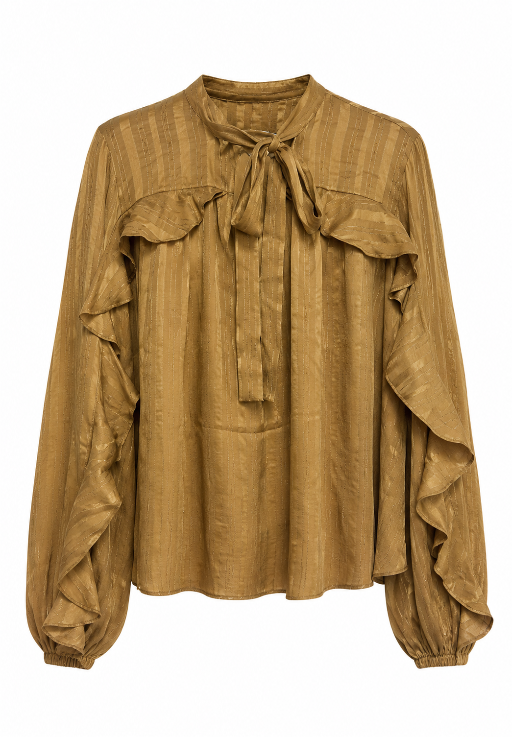 BLUSA VOLANTES Y LAZADA - CAMEL