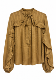 BLUSA VOLANTES Y LAZADA - CAMEL