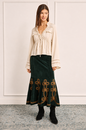 LACE BLOUSE WITH ELASTICATED WAIST - IVORY