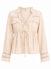 LACE BLOUSE WITH ELASTICATED WAIST - IVORY