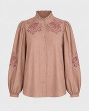 BLUSA ROMÁNTICA BORDADOS Y CUT OUTS - TAUPE