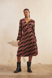 VESTIDO LARGO MANGA LARGA EN PUNTO CON LUREX - BRONZE