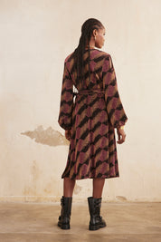 VESTIDO LARGO MANGA LARGA EN PUNTO CON LUREX - BRONZE